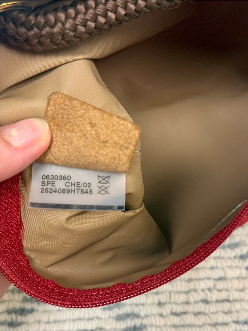 LONGCHAMP Vintage Y2K Collectors Made N France Le Pliage Nylon Red & Leather Bag - Picture 16 of 16